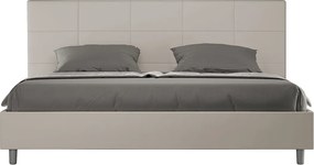 Łóżko bez stelaża tapicerowane 180x190 sztucznej skóry szaro-beżowy Mika