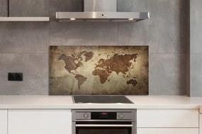 Panel nad Blat Kuchenny Szara Mapa Świata Vintage