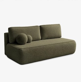 Sofa z Funkcją Spania ARVETO Oliwkowa Boucle Nowoczesna