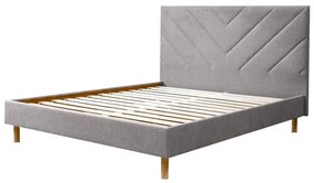 Beżowe tapicerowane łóżko dwuosobowe ze stelażem 140x190 cm Romane – Bobochic Paris