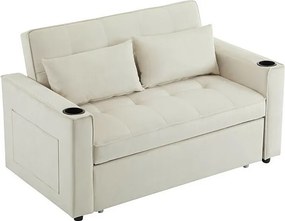 Kabrioletowa sofa w aksamicie - 2 miejsca - z 2 poduszkami, kieszeniami podłokietnikowymi, szklanymi uchwytami - Regulowane oparcie - 137x76,5x83cm