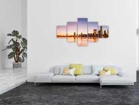 Obraz miasta o zachodzie słońca (125x70 cm)