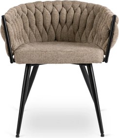 Krzesło Tapicerowane Plecione do Salonu EMPOLI Beżowe Nowoczesne Loft