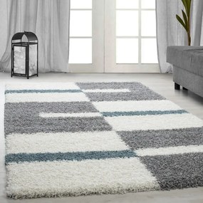 Dywan shaggy Gala szaro-kremowo-turkusowy 80 cm x 150 cm