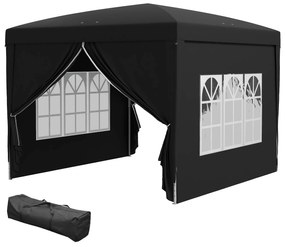 Outsunny Pawilon 3 x 3 m z 4 bocznymi ścianami, oknami, namiot festynowy z ochroną UV, namiot ogrodowy w zestawie z torbą, stal, czarny