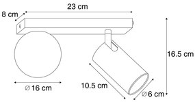 Nowoczesna lampa sufitowa czarna 2-punktowa regulowana - Lesly Nowoczesny Oswietlenie wewnetrzne