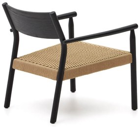 Czarny fotel z plecionką Yalia – Kave Home
