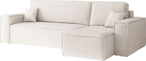Narożnik BEST L z funkcją spania i pojemnikiem, tkanina Neve, Ecru, Prawy