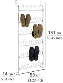 Wenko Wisząca półka na buty na drzwi, 18 par,srebrna