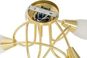 Klasyczna lampa sufitowa złota z opalowym szkłem 5-punktowa - Inez