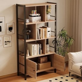Regał na książki nowoczesny uniwersalny z zamykanymi szafkami loft pojemny