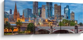 Obraz miasta Melbourne (z zegarem) (90x30 cm)