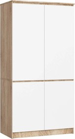 Szafa AKORD S90 4 drzwi Dąb Sonoma, Biała 90x51x180 cm