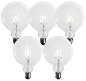 Zestaw 5 żarówek LED E27 3-stopniowo ściemnialnych z żarnikiem spiralnym G125 4W 450 lm 3000K