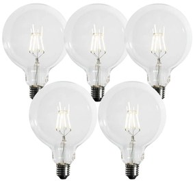 Zestaw 5 Żarówka LED E27 z trójstopniowym ściemnianiem, spiralny filament G125, 4W, 450lm, 3000K