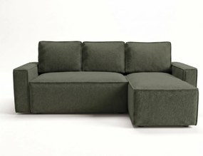 PROMOCJA Rozkładany dwustronny narożnik w kształcie L SMART BOUCLE 232x143 cm, ciemnozielony II gatunek