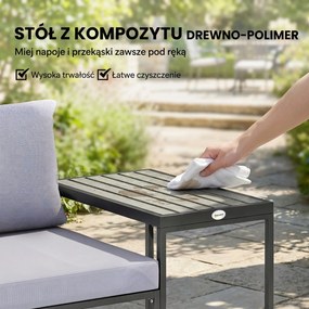 Outsunny 3-częściowy zestaw mebli balkonowych: 2 fotele ze stolikiem, zdejmowane poduszki na siedzisko i oparcie, oddychające pokrowce, szary | Aosom PL