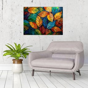 Obraz na szkle - Mozaika z liści (70x50 cm)