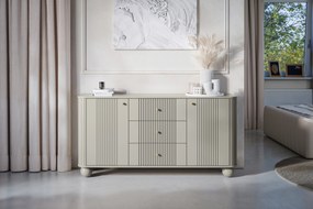 Komoda Vesper 160 cm z szufladami na kulach - kaszmir / złote uchwyty / nogi kule