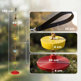 AIYAPLAY Ninja Line Zestaw Slackline dla Dzieci z Huśtawką, Platformami, Zestaw do Zabawy na Zewnątrz dla Dzieci w Wieku 3-8 lat, Czerwony | Aosom PL