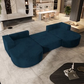 Masseno Narożnik VEZZO z funkcją spania i pojemnikiem na pościel Narozniki U, Rozkładana sofa - Niebieski, MONOLITH 77