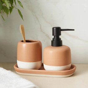 Dozownik do mydła i kubek na szczoteczki na ceramicznej podstawce THE PASTELS