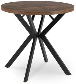 Stół Okrągły Rozkładany DORIAN 80-160 cm Dąb Rustykalny/Czarny Nowoczesny Loft