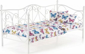 Białe Pojedyncze Metalowe Łóżko Jednoosobowe M3-P74