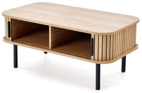 Ława z zamykaną półką, MDF naturalny/czarny 90/50/40 ANGELINA