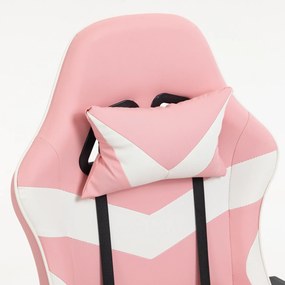 Fotel gamingowy z podnóżkiem Raxor, kolor różowo-biały