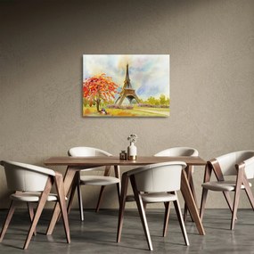 Malowany obraz Wieży Eiffla (70x50 cm)
