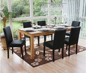 Zestaw 6 krzeseł do jadalni Littau ze sztucznej skóry,  imitacja skóry, czarny mat, ciemne nogi