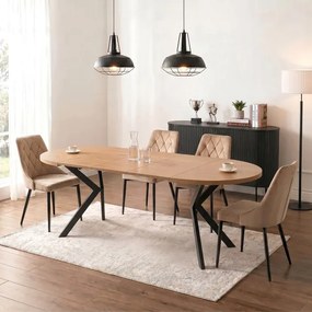 Stół Okrągły Rozkładany LUKAS 100-250 cm Dąb Złoty Nowoczesny Loft