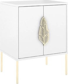 Biała szafka nocna Skandica MERLIN ze złotymi dodatkami