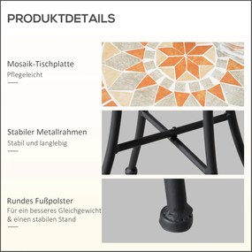 Outsunny Ø 35,5 cm stolik ogrodowy stojak na kwiaty okrągły odporny na warunki pogodowe kwietnik do ogrodu na taras balkon żółty + szary