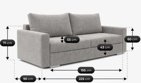 Sofa z Funkcją Spania DRAVOS Szara Sztruksowa Nowoczesna