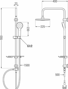 Mexen T05 kolumna prysznicowa, złota/biała - 798050593-50