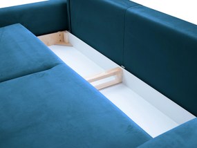 Masseno Sofa FILO z funkcją spania i pojemnikiem na pościel, Rozkładana sofa – Niebieski, VELLUTO 11