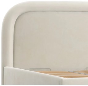Kremowe tapicerowane łóżko dwuosobowe ze schowkiem i stelażem 140x200 cm Mija – Maison de Rêve