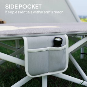 Outsunny Leżanka Polowa, Łóżko Kempingowe, składane, miękkie, do 200 kg, stal nierdzewna, 200x65x42cm, Szary
