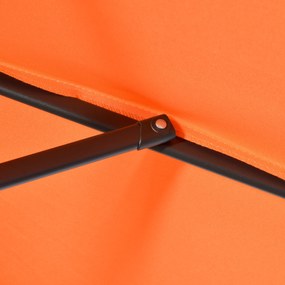 Outsunny Parasol Ø196 cm, parasol z funkcją kątowania, sześciokątny parasol balkonowy dla plaży i ogrodu, Pomarańczowy