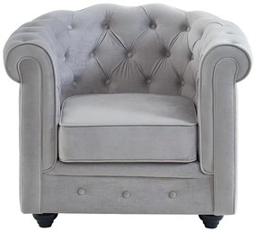 Fotel CHESTERFIELD - Jasnoszary welur