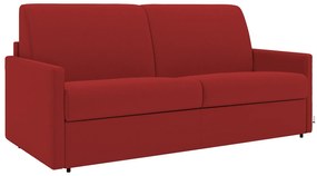 Kanapa 3-osobowa rozkładana typu expres z tkaniny CALIFE - Czerwony - Miejsce do spania 140 cm - Materac 14 cm
