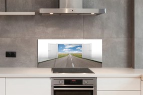 Szkło do Kuchni na Ścianę Surrealistyczna Droga do Drzwi