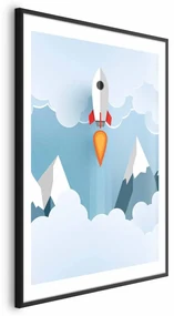 Plakat Rakieta w chmurach 60x90 cm z ramą czarną z marginesem ARTGEIST B