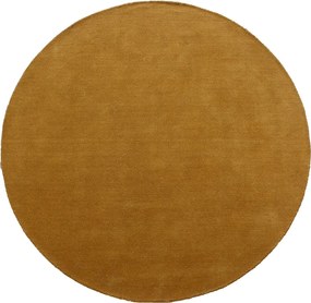 Okrągły dywan 100% wełna tkany ręcznie - Ø 200 cm - Ochra - 1800g/m² - SELINA