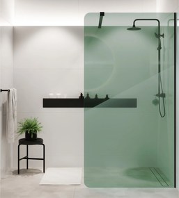 Ścianka prysznicowa WALK IN FIX zielona 8 mm MOLIS NATURE Green Round MASSI I Różne rozmiary : Kolor profili kabiny - złoty, Szerokość ścianki - 80 cm, Typ montażu - WALK in FIX (Do ściany)