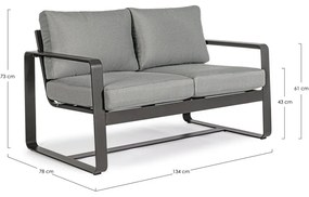 Szara aluminiowa sofa ogrodowa Merrigan – Bizzotto