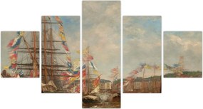Obraz - Eugène Boudin, Festival in the Harbor of Honfleur, reprodukcje (125x70 cm)