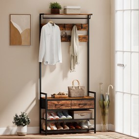 HOMCOM garderobenständer standgarderobe garderobenbank kleiderständer kompaktgarderobe dielengarderobe | Aosom PL